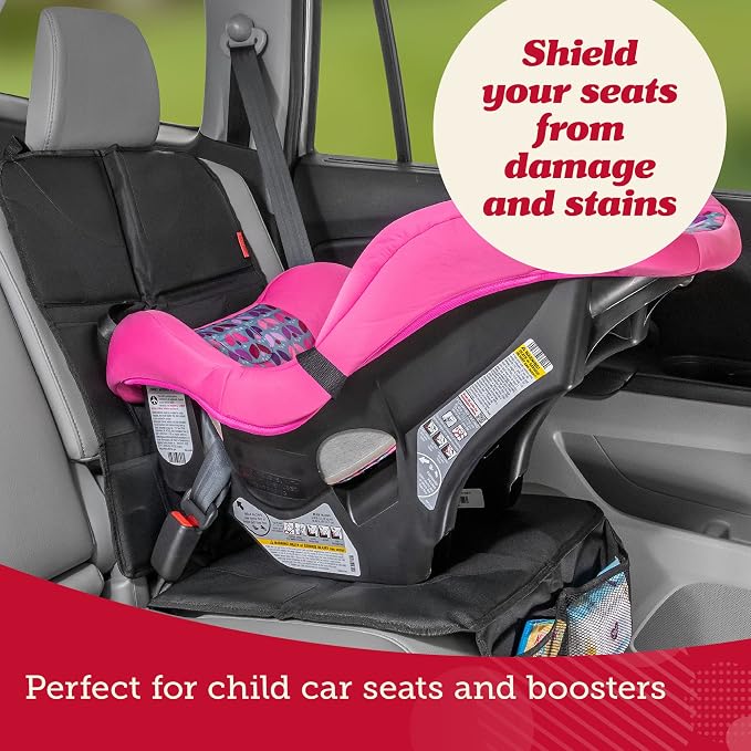 Lusso Gear Car Seat Cover & Protector - 2-Pack Waterproof Non-Slip Protector - Mesh Pocket Organizer - Universal Fit for Convertible & Toddler Car Seats, Black - Image 2