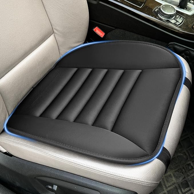 Car Seat Cushion, Driver & Office Comfort, 1.2'' Memory Foam, Black | 1.2'' Thick Memory Foam Seat Pad, Soft, Breathable Fabric, Non-Slip Silicone Bottom for Long Drives and Office Use by HOME