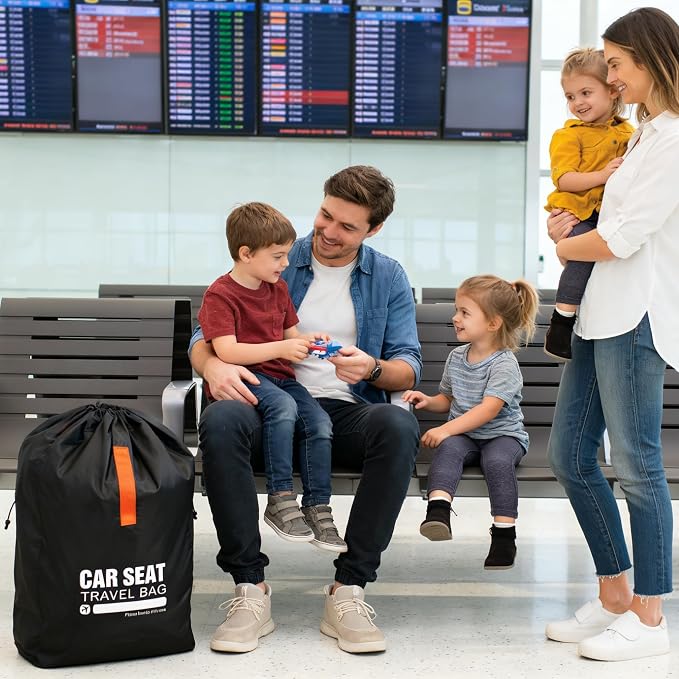 Kcicephine Car Seat Travel Bag for Airplane,Gate Check Storage Bag for Car Seat Airport,Universal Car Seat Bags Essentials for Air Travel,Perfect Family Vacations, and Parents with Infants, Black - Image 4