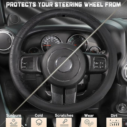 SEG Direct Car Steering Wheel Cover for F150 Tundra Range Rover 15.5"-16" | Large Size 39.5-41cm for Car Truck SUV, Microfiber Leather, Anti-Slip Grip, Auto Interior Accessories, Black - Image 4