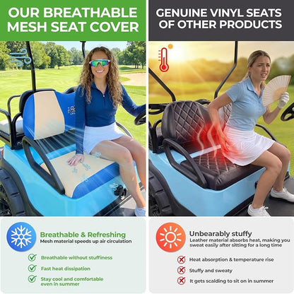 10L0L Golf Cart Seat Covers for Yamaha EZGO Club Car Seat Towel Cushion | Breathable Mesh All-Season Front/Rear Seat Blanket, UV Resistant, Cool Comfort, Machine Washable, Easy On, Great Golf Gift - Image 4