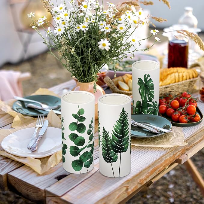 Zonon 8 Pcs Greenery Car Tissue Cylinder with 3-ply Facial Tissue Bulk Round Tissues Holder Box Spring Travel Cylinders Tubes for Car Decoration with 50 Sheets for Cup Holder Round Container - Image 2