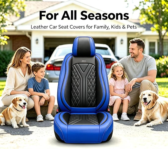 for Subaru Outback 2007-2026 Car Seat Covers, Full Set, Blue | Luxury Full Coverage Leather Seat Protectors, Waterproof Breathable, Non-Slip, Easy to Install, Airbag Compatible, All-Season - Image 9