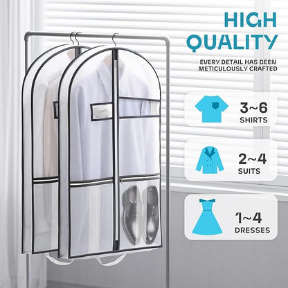 Lazebox 43" Travel Garment Bag with Accessories Zipper Pocket, Heavy Duty Suit Bag for Suits, Tuxedos, Dresses, Coats - Image 2