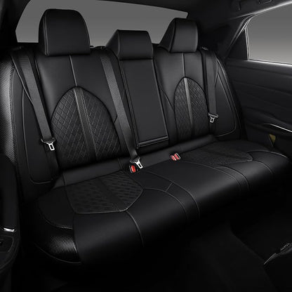 Custom Camry Seat Covers for 2018-2024 Toyota Camry Gasoline - Black | Waterproof Faux Leather Full Coverage, Car Seat Protectors Full Set, Fit Toyota Camry LE SE SE Nightshade, Airbag Compatible - Image 2