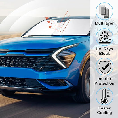 Windshield Sun Shade for 2023-2026 Kia Sportage NQ5 Accessories | Full covered for windshield, Foldable & Durable, Block UV Rays, Reduce Heat, Easy to install, Keep Car Cooler - Image 2