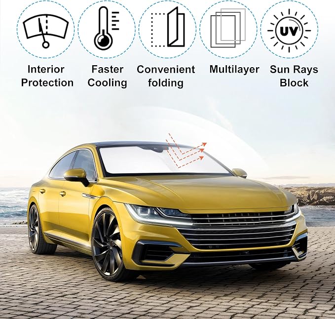 Windshield Sun Shade Sunshade for 2012-2022 Volkswagen Passat | Full covered for windshield, Foldable & Durable, Block UV Rays, Reduce Heat, Easy to install, Keeps Car Cooler - Image 2