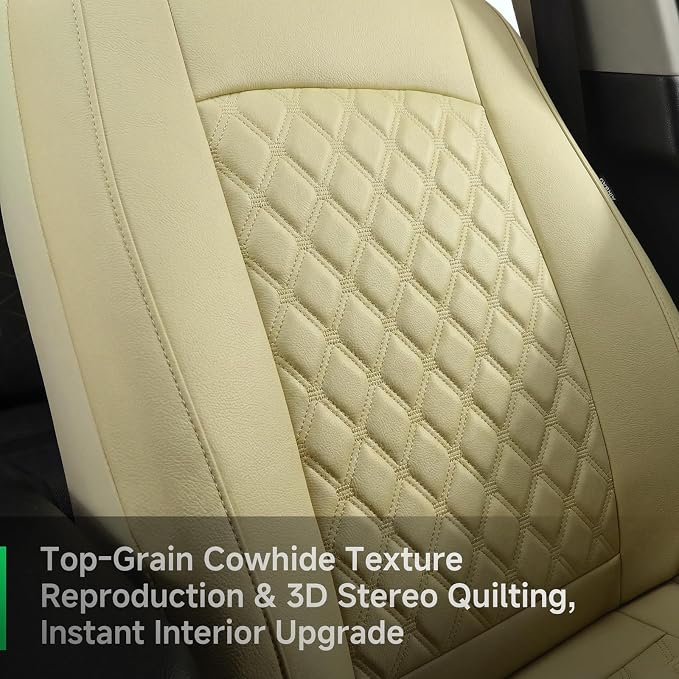 GIANT PANDA 2PCS Front Seat Covers for Subaru Outback Forester Crosstrek Legacy Impreza, Faux Leather Bucket Seat Cover Fit Subaru Seat Protectors-Solid Beige - Image 9