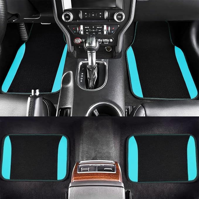 Flying Banner Car Seat Covers Front Seats Rear Bench Polyester car seat Protectors Easy installations Rear Bench Split Classic man Lady Truck (Full Set - Low Back - Combo Pack, Black Mint Blue) - Image 8