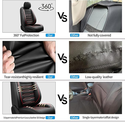 Car Seat Covers Compatible with Nissan Murano 2011-2026 S SL SV LE SE Platinum .Waterproof&Breathable Leather.Compatible with Airbag.All-Weather Seat Cushion Protector(Full Set,Black+Red) - Image 8
