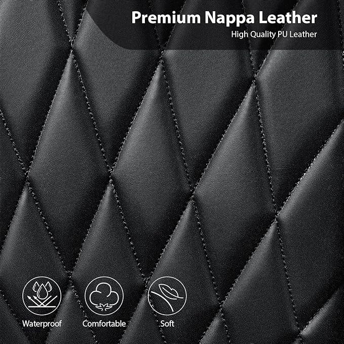 CAR PASS Nappa Leather Rav4 Front Seat Covers Custom Fit for Toyota Rav4 2019-2024, Camry 2018-2024, Corolla 2020-2025, Luxury Premium Anti-Slip Waterproof 2 Pack Seat Cover, Airbag Compatible Black - Image 5