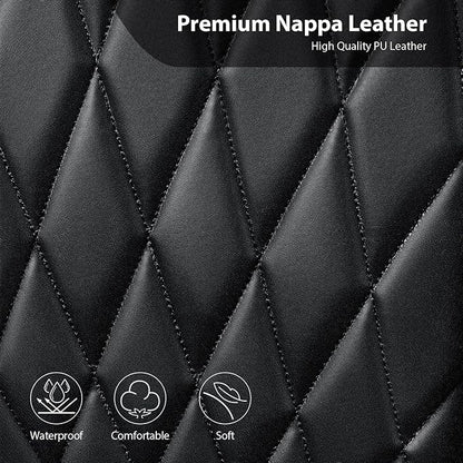 CAR PASS Nappa Leather Rav4 Front Seat Covers Custom Fit for Toyota Rav4 2019-2024, Camry 2018-2024, Corolla 2020-2025, Luxury Premium Anti-Slip Waterproof 2 Pack Seat Cover, Airbag Compatible Black - Image 5