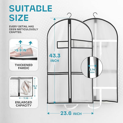 Lazebox 43" Travel Garment Bag with Accessories Zipper Pocket, Heavy Duty Suit Bag for Suits, Tuxedos, Dresses, Coats - Image 3