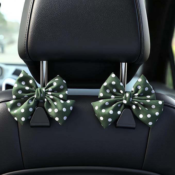 2-Pack Car Purse Hooks for Hanging Purses and Bags, Cute Bow car seat headrest Hooks for Hanging car Purse Hooks. (Green Wave Point) by Unknown