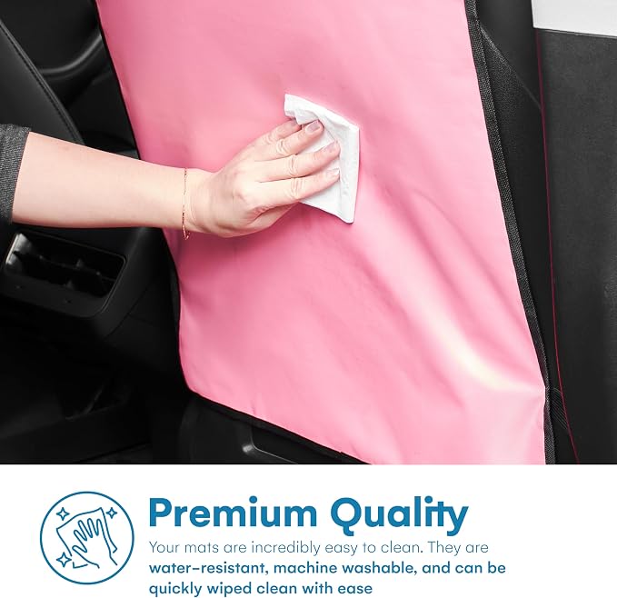 Enovoe Kick Mats - Set of 2 - Back of Seat Protector for Kids Feet - Car Seat Back Protector - Shields from Dirt and Scuffs - Durable Material - 16.8x32.8inch - Pink - Kick Mats Back Seat Protector - Image 6