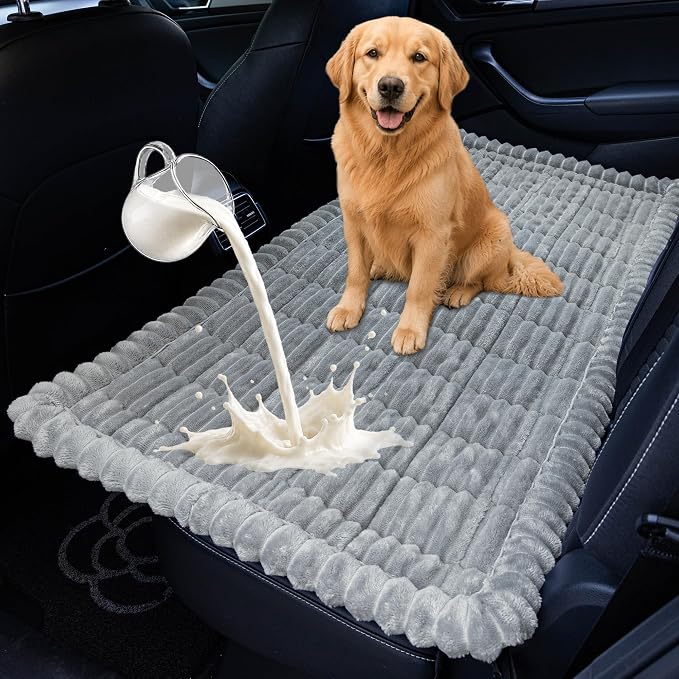 Dog Car Seat Waterproof Bed Cover Back Seat Light Grey 23.6”x51” | Nonslip Soft Comfortabl Pet Bed Mat Car Blanket for Travel Backseat Extender Seat Covers Dog Bed for Cars Trucks and SUVs by CoSofSLIP