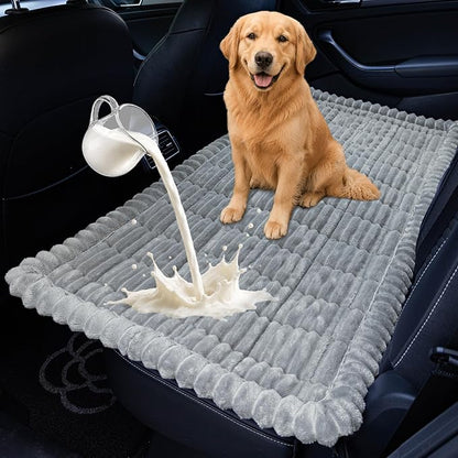 Dog Car Seat Waterproof Bed Cover Back Seat Light Grey 23.6”x51” | Nonslip Soft Comfortabl Pet Bed Mat Car Blanket for Travel Backseat Extender Seat Covers Dog Bed for Cars Trucks and SUVs by CoSofSLIP