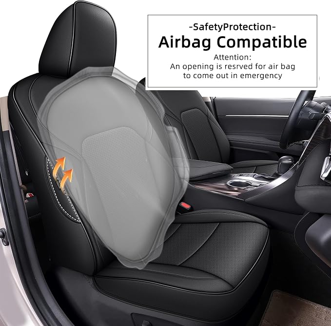 Custom Fit Seat Covers for Toyota Camry 2024-2025 LE SE Full Set | Black Full Set, Premium Faux Leather, Waterproof, Airbag Compatible, Easy to Clean, Factory-Style Fit, Interior upgrades - Image 7