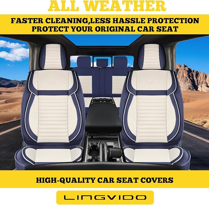 Car Seat Covers Full Set, Faux Nappa Leather, for Sedans and SUVs | Full Set, Waterproof, Airbag Compatible - Image 3