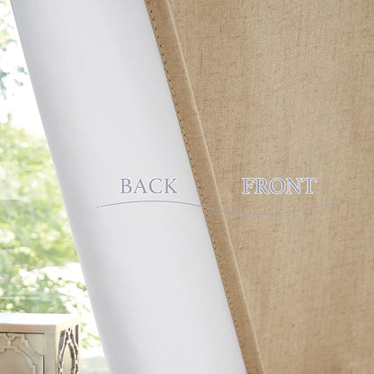 RYB HOME Natural Linen Textured French Door Window Curtains 100% Blackout | Self Adhesive, Thermal Insulated Privacy Energy Saving, Shades for Nursery Office Patio Glass Door, W26 x L40, 1 Panel - Image 7