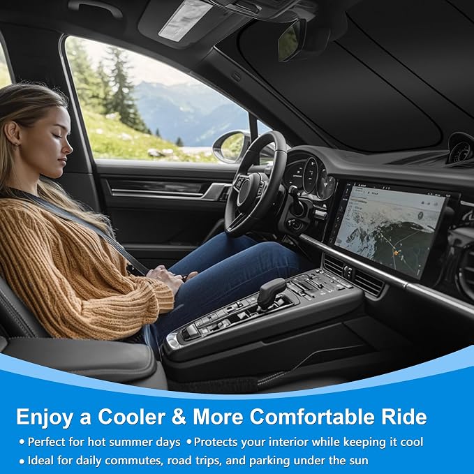 Front Windshield ＆ Side Window Sun Shade for 2014-2025 Dodge RAM ProMaster Full Size Cargo Van, Foldable Window Sunshade Sun Visor Protector, Window Shades Blocks UV Rays Heat, Pack of 5 - Image 7
