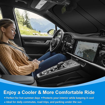 Windshield Sun Shade for 2015-2020 Merce-des Benz GLA Accessories, Foldable Window Sunshade Sun Visor Protector, Front Windshield Sunshade Sun Shield Blocks UV Rays Heat - Image 7