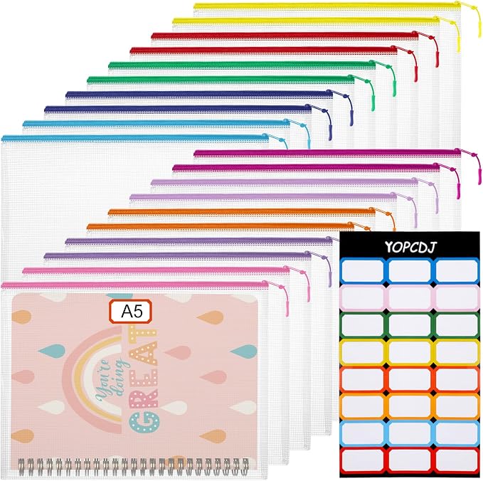 YOPCDJ 20PCS Mesh Zipper Pouch Bags Storage Bags, A5 Reusable Clear Zipper Pouches for Travel and Classroom Board Game Organization by YOPCDJ