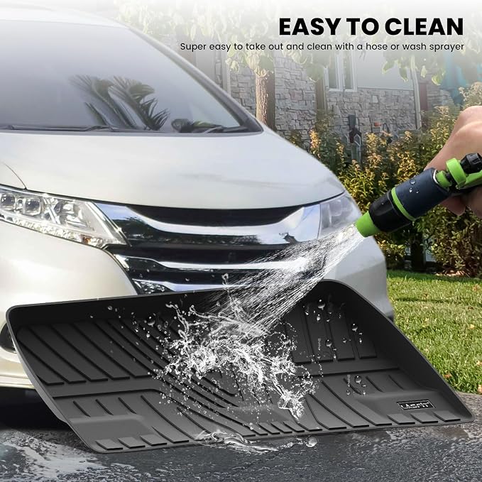 LASFIT Trunk Mat for Honda Odyssey 2018-2026 Mini Passenger Van | Custom Fit Cargo Mat, Waterproof All Weather, Kid & Pet Friendly, Easy Clean for Family Use, Black - Image 7