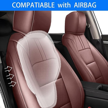 Seat Covers for Honda Civic Hatchback 2022-2024 Full Set Burgundy | Custom Fit Sport LX & Hatchback Hybrid Sport Seat Covers, Water Resistant Faux Leather, Pet friendly, Anti-scratch - Image 5