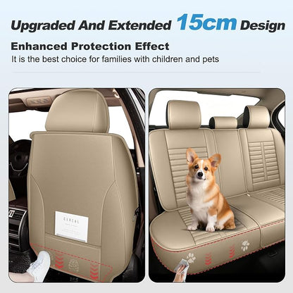 Fit for Infiniti QX30 Seat Covers 2017-2019 Full Set | Faux Leather Waterproof Car Seat Covers, Airbag Compatible with Lumbar Support Anti-Slip Design, 5 Seater Beige - Image 6