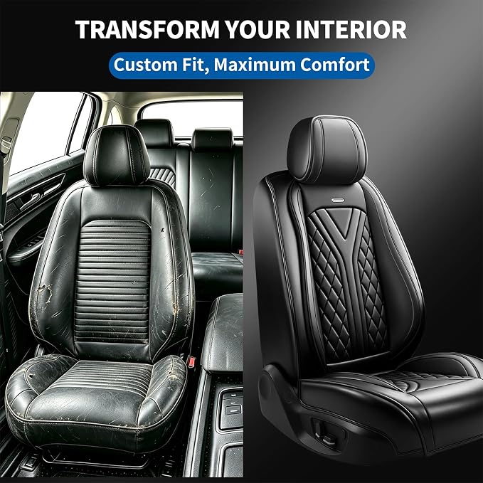 for Subaru Legacy 2008-2026 Car Seat Covers, Full Set, Black | Luxury Full Coverage Leather Seat Protectors, Waterproof Breathable, Non-Slip, Easy to Install, Airbag Compatible, All-Season - Image 5
