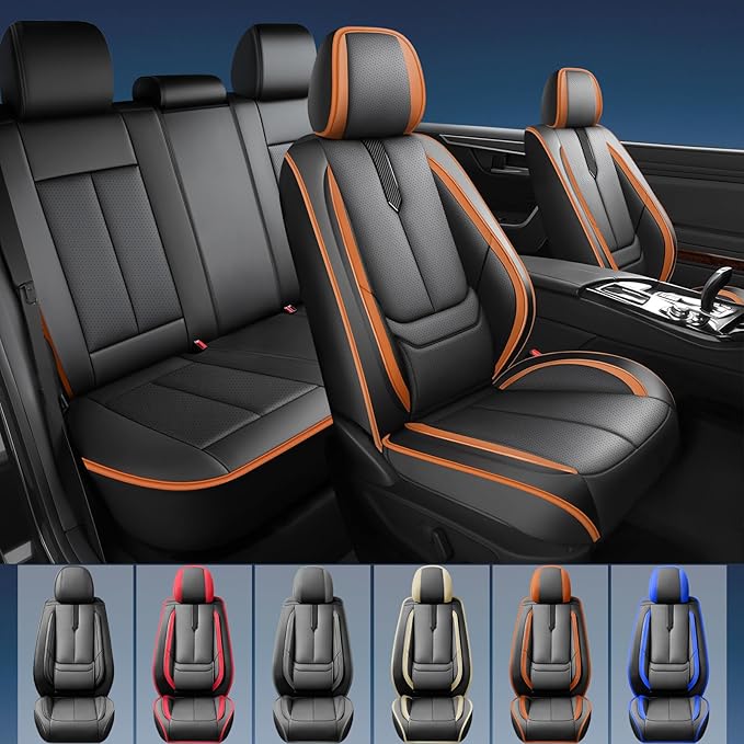 Fit Rogue Car Seat Covers for Nissan Rogue 2014-2024 2025 2026 -Upgraded Premium Waterproof & Breathable Leather,Airbag Compatible,All-Weather Seat Cushion Protector,2 Front/Black-Brown - Image 2