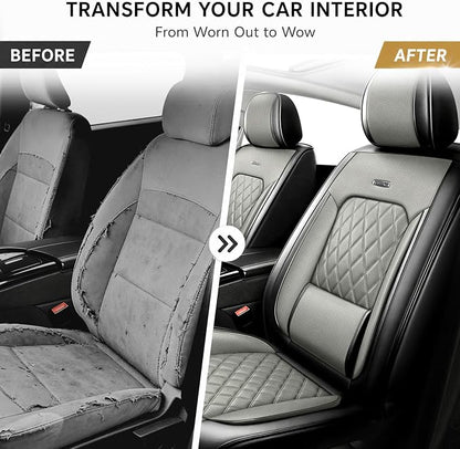 Fit Canyon Car Seat Covers for GMC Canyon 2015-2025 2026 - Luxury Leather, Anti-Slip, All-Weather Seat Cushions, Waterproof & Breathable, Airbag Compatible, Full 5-Seat Set (Gray) - Image 4