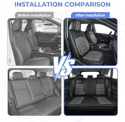 1:1 Custom Car Seat Covers Fit for Toyota RAV4 2019-2025 2026 | Fit for RAV 4 LE, XLE, XLE Premium, Limited Full Set Faux Leather Waterproof Seat Protectors(5-Seater, Black&Grey) - Image 9