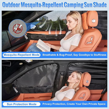Side Window Screen Sun Shades Compatible with Ford F-150 2021-2024 | 2-in-1 Car Window Screen & Sun Shades Cover, Breathable Mesh Shade Heat & Privacy Protector for Camping, Sleeping & Rest - Image 4