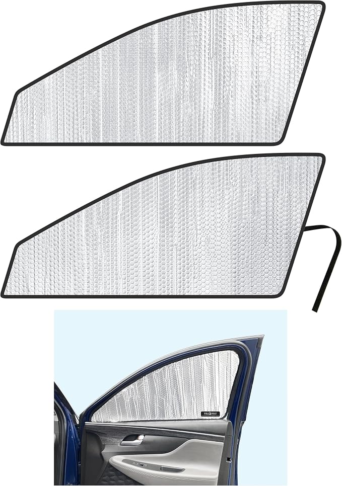 Side Window Front Seat Reflective Sunshade Custom Fit for 2019 2020 2021 2022 2023 Hyundai Santa Fe SUV, Plug-in Hybrid, Hybrid, UV Sun Protection Accessories (Set of 2) by YelloProAutomotive
