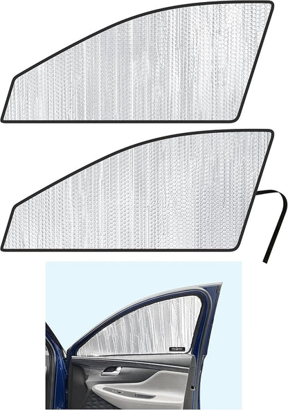 Side Window Front Seat Reflective Sunshade Custom Fit for 2019 2020 2021 2022 2023 Hyundai Santa Fe SUV, Plug-in Hybrid, Hybrid, UV Sun Protection Accessories (Set of 2) by YelloProAutomotive