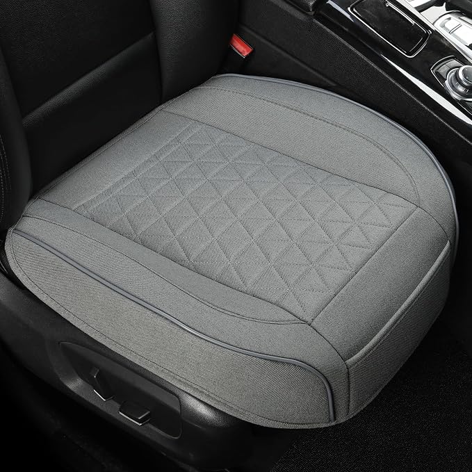 West Llama Linen Front Car Seat Cover Protector Anti-Slip Bottom Seat Cover Fits 95% of Vehicles,Wrapping Around The Bottom,Triangular Pattern(Gray-2Pcs) by WESTLLAMA