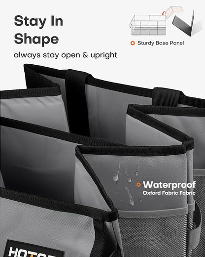 HOTOR Trunk Organizer - Foldable Car Organizer for SUVs & Sedans Storage | Sturdy Car Organization for Men & Women, Car Accessories, Tools, Sundries, Grey, 2 Compartments, 23.6" x 14.2" x 10.6" - Image 4