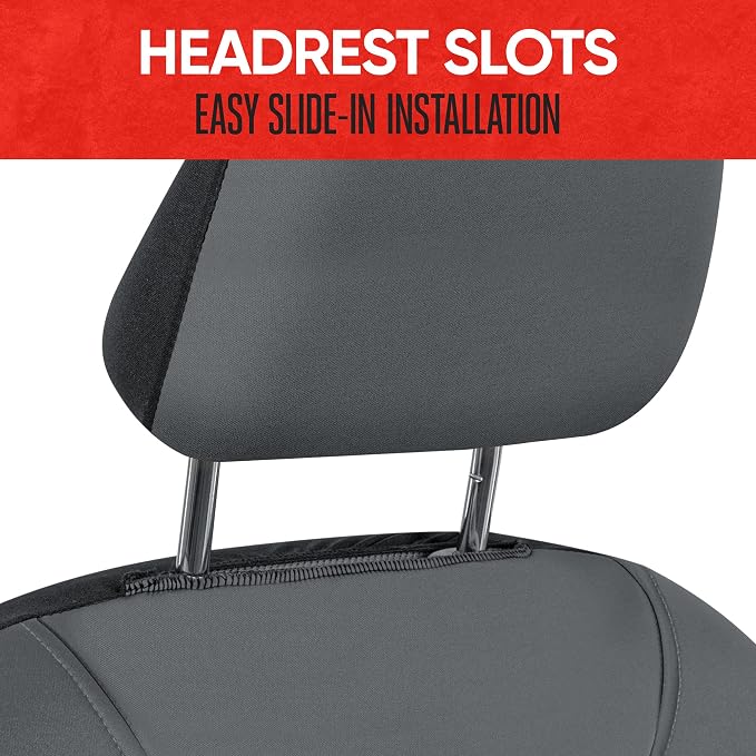 Motor Trend AquaShield Waterproof Front Seat Covers, Solid Gray Seat Covers for Cars – Neoprene Front Car Seats Cover, SUV Seat Covers Protector - Car Interior Cover for Auto, Trucks, & Dog Owners - Image 4