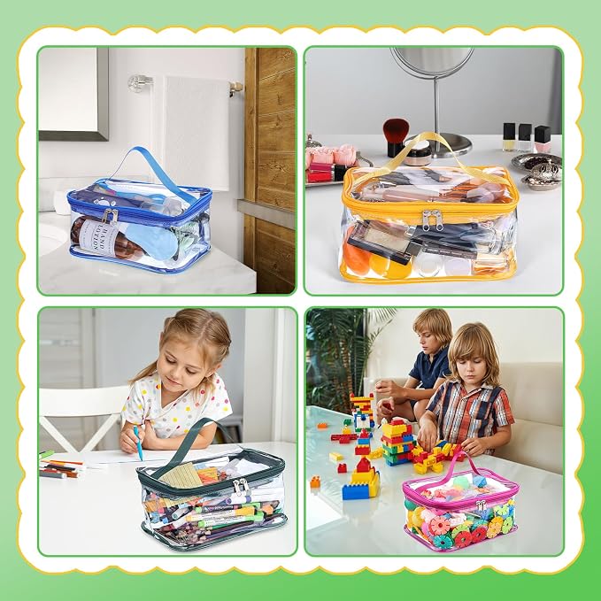 6 Pack Clear Toy Storage Bags, PVC Waterproof Toy Organizer, Colorful | Waterproof PVC, Transparent View, Reusable Zip Bags, Label Tags, for Blocks, Puzzles, Board Games, Travel and Home Storage - Image 7