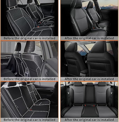 Custom Fit for Toyota Corolla Cross Hybrid 2023 2024 2025 Faux Leather Car Seat Covers Full Set Compatible Airbag Corolla Cross Hybrid S,SE,XSE Seat Protector Sedan Black+Grey - Image 8