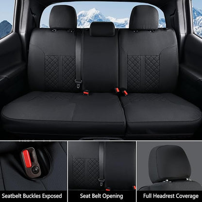 Truckiipa Tacoma Truck Seat Covers Full Set Leather Waterproof Seat Covers Fit for 2005-2015 Toyota Tacoma Double Crew Cab, Full Set, Black - Image 3