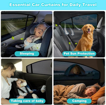 XCBYT 2019-2024 Corolla Sedan Window Shades, 4-Pack Privacy Cooling Mesh | Breathable & blocks heat for camping & baby sleeping.Front shades are partial for rearview mirror. Wait 24h for clips to set - Image 7