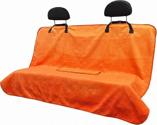 Waterproof Back Seat Cover for Dogs and Kids, Car Seat Protector Under Baby Car Seat, Child and Dog Car Seat Cover Blanket for Rear Bench(Orange, Rear Bench Seat Towel) by Hirritale