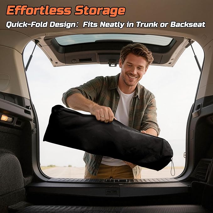 Windshield Sun Shade Compatible for 2019-2025 Ram 1500 10 inch Wide Sensor Silver Reflective Foldable Front Sun Visor Sunshade Protector with Storage Bag Keep Interior Cool - Image 9