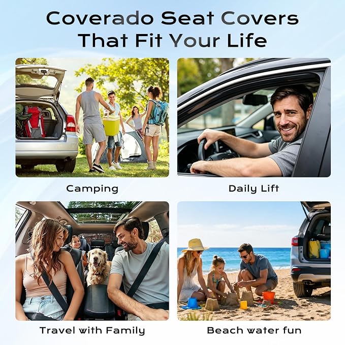 Coverado Leather Front Seat Covers, 2-Pack Universal Waterproof Breathable Leather Woven Leatherette Seat Cushions, Auto Car Seats Protectors, Fit for Most Vehicles-Blackpure - Image 6