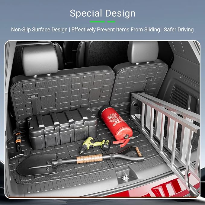 xipoqix Cargo Mat Backrest Mat Compatible with 2024-2026 Chevy Traverse | GMC Acadia 2025 2026 Buick Enclave Cargo Liner Replacement for 2024-2026 Chevy Traverse Accessories (Trunk Mat+Backrest Mat) - Image 4