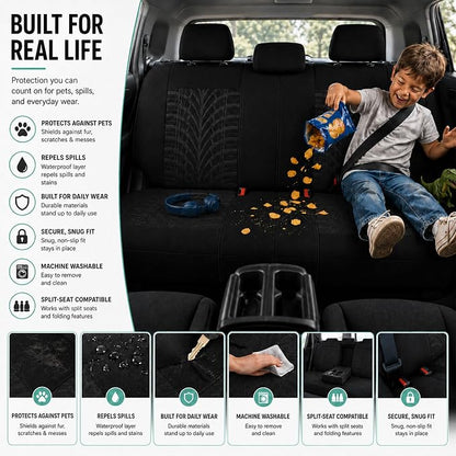 FH Group Full Set Travel Master Car Seat Covers, Airbag and Split Rear Car Seat Cover Universal Fit Interior Accessories for Cars Trucks SUV, Automotive Seat Covers,Black - Image 8
