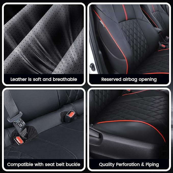 HKZ Customized Special seat Cover for Toyota Corolla (Black+Red, 2020-2022 Corolla XSE) - Image 7